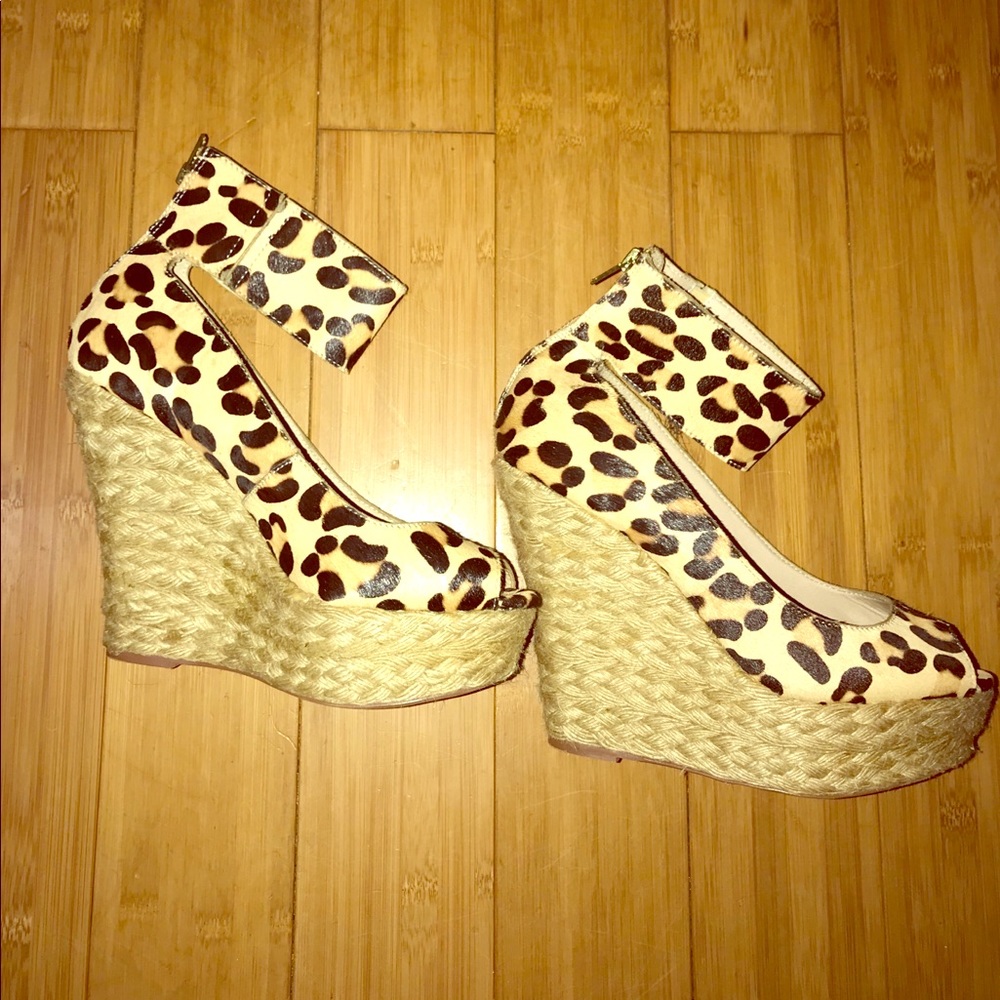 Steve Madden Mohair Wedge Peep Toe Heels